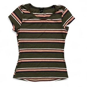 Y2K Retro Striped Ribbed Grunge Fitted Baby Tee